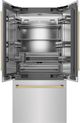 ZLINE Autograph Edition 36" 19.6 Cu. Ft. Stainless Steel Built-In French Door Refrigerator with Polished Gold Accents-1