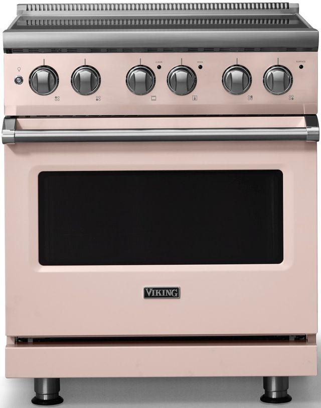 Viking® 5 Series 30" Blush Pro Style Electric Range with Polished Chrome Trim-0
