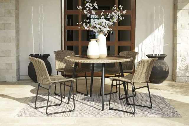 Signature Design by Ashley® Amaris 5-Piece Black/Brown Outdoor Dining Set-3