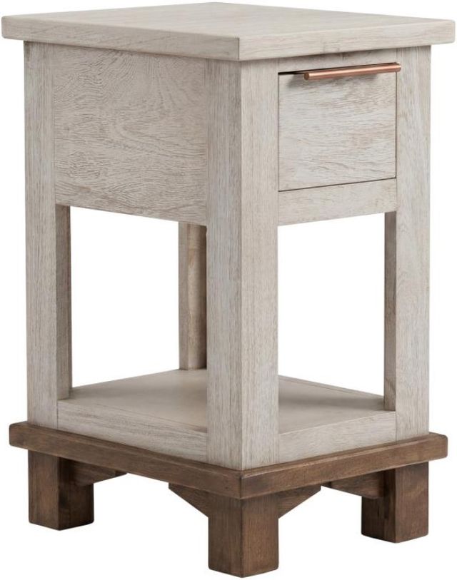 International Furniture Direct Golden Loft Gray Chairside Table with Brown Base-0