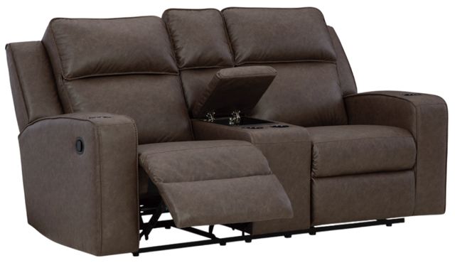 Signature Design by Ashley® Lavenhorne Umber Manual Reclining Loveseat with Console-1