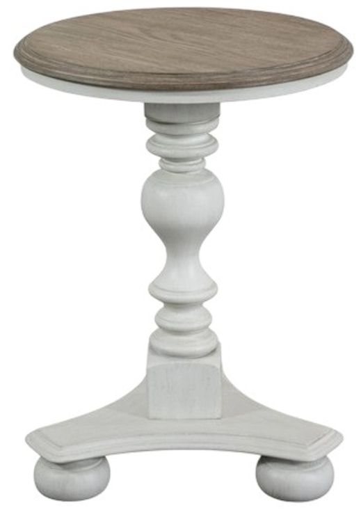 Riverside Furniture Jameson Pale Taupe Top End Table with Antique White Base-2