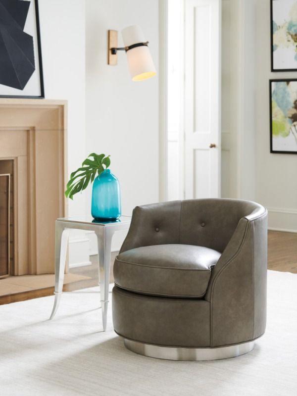 Lexington Home Customizable Avondale Piper Leather Swivel Chair-1