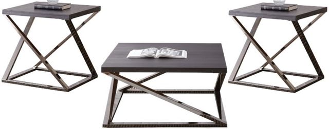 Steve Silver Co. Aegean 3-Piece Black Occasional Table Set with Black Nickel Base-0