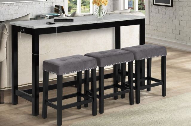 New Classic® Home Furnishings Celeste 4-Piece Black/Gray Bar Dining Set-1