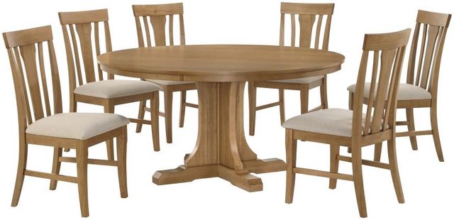 Coaster® Hartville 7-Piece Natural Light Brown Round Dining Table Set-0