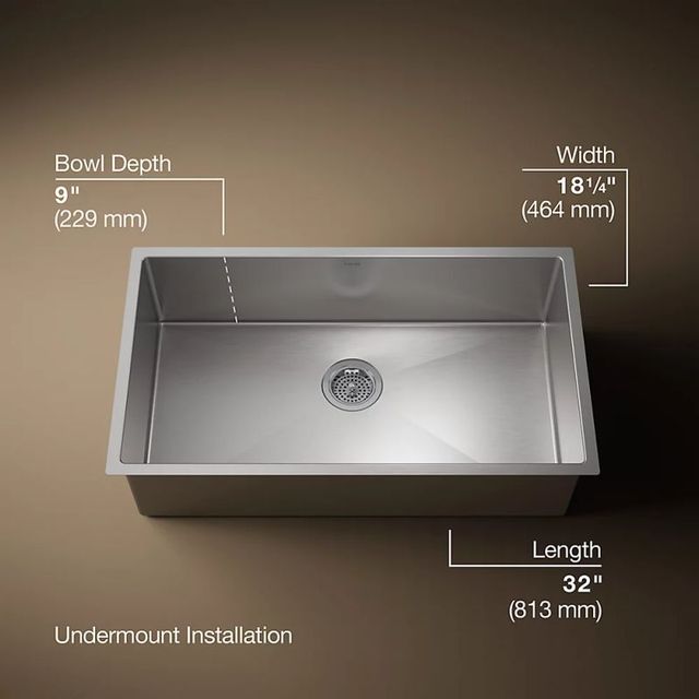 KOHLER® Strive® Stainless Steel 32" Undermount Single-Bowl Kitchen Sink with Accessories-2