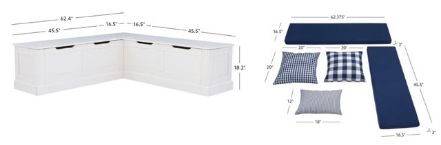Linon Norah 2-Piece Navy/White Nook with Cushion Set-2