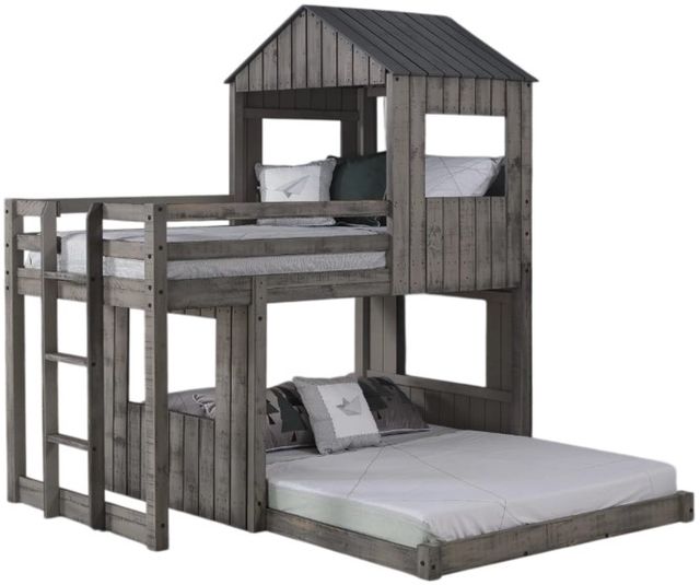Donco Kids Campsite Rustic Dirty Gray Youth Twin/Full Loft Bunkbed-0