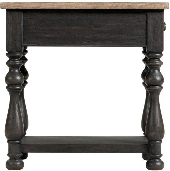 Riverside Furniture Barrington Antique Oak Side Table with Matte Black Base-1