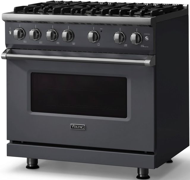 Viking® 5 Series 36" Cast Black Pro Style Gas (LP) Range with Polished Chrome Trim-2