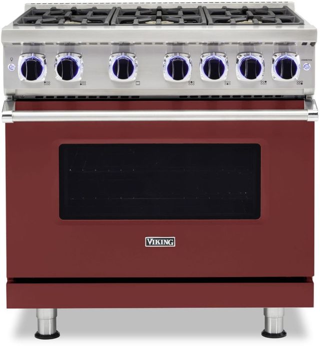 Viking® 7 Series 36" Reduction Red Pro Style Natural Gas Range-0