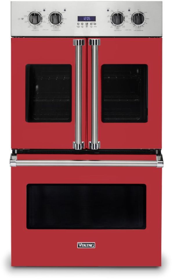 Viking® 7 Series 30" San Marzano Red Professional Built In Double Electric French Door Wall Oven-0