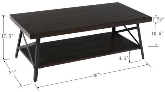 Emerald Home Chandler Espresso Brown Cocktail Table with Steel Gray Base-2