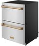 Thor Kitchen® Gordon Ramsay 24" 5.4 Cu. Ft. Stainless Steel Under-Counter Outdoor Freestanding Freezer Drawer with Bronze Handle-3