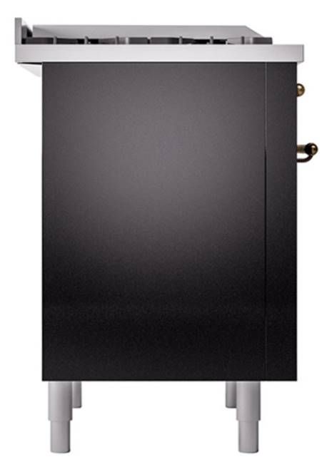 Ilve® Nostalgie II Noblesse 36'' Glossy Black Pro Style Dual Fuel Range with Burnished Trim-2
