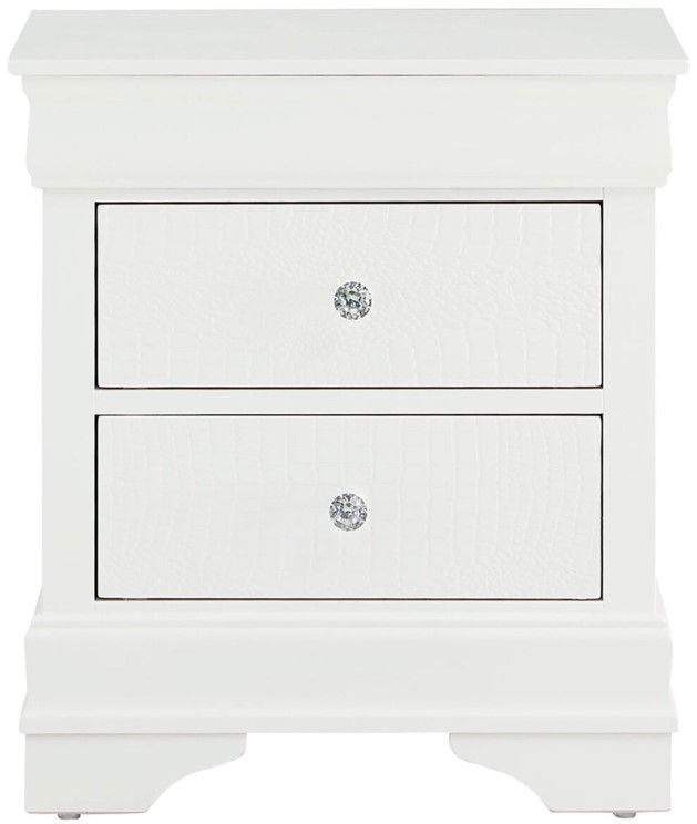 Global Furniture USA Pompei Metallic White Nightstand-1