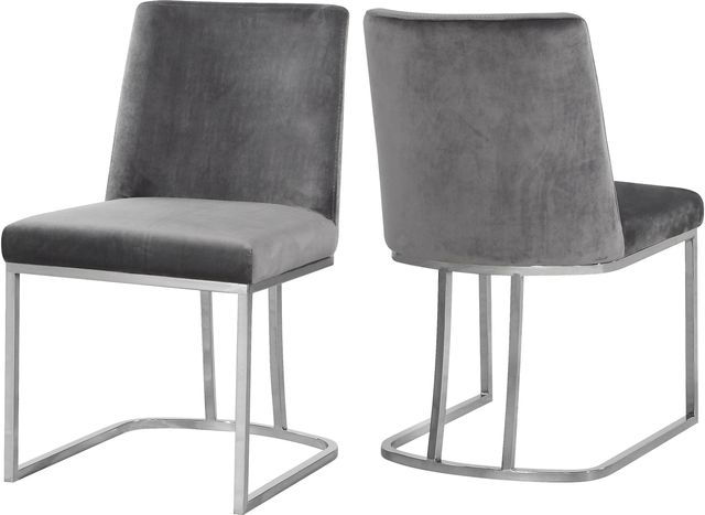 Meridian Furniture Heidi Gray/Chrome Velvet Dining Chair-1