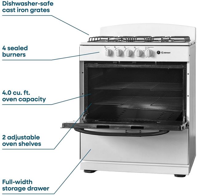 Element® 30" White Freestanding Gas Range-1