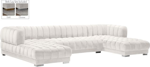 Meridian Furniture Gwen 3-Piece Cream U-Shape Sectional-1