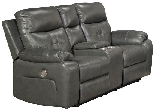 Mazin Furniture Primus Grey Power Reclining Loveseat with Center Console-0