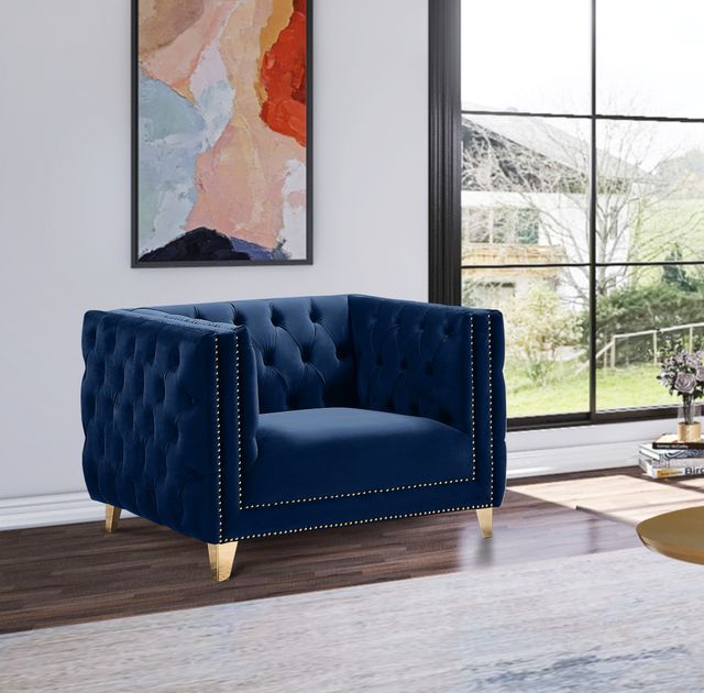 Meridian Furniture Michelle Navy Velvet Chair-1