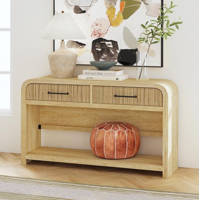 Elements International Ridgemont Natural Sofa Table with Bottom Shelf-1