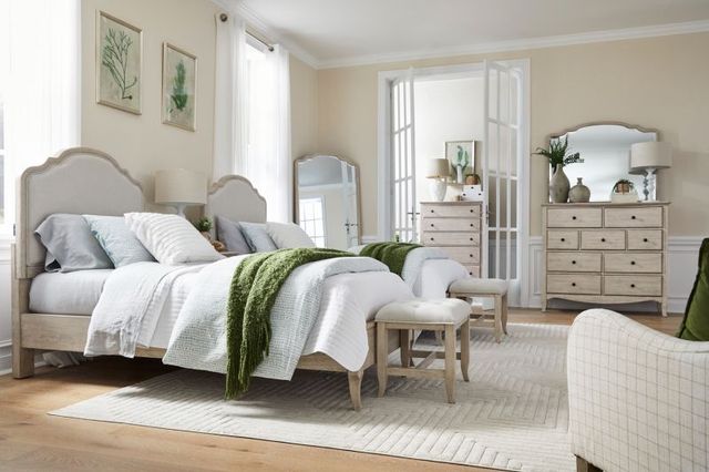 aspenhome® Provence Linen Youth Twin Upholstered Panel Bed-1