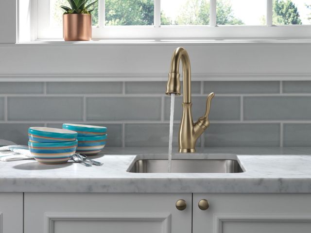 Delta Leland® Champagne Bronze Single Handle Bar/Prep Faucet -3