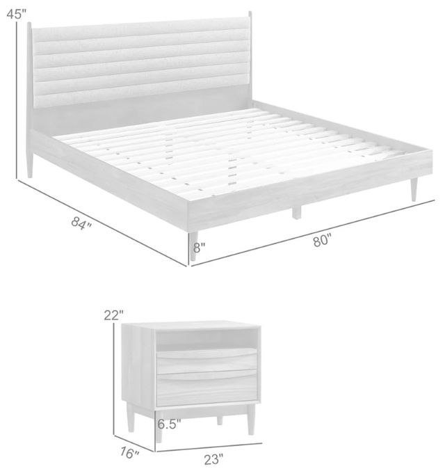 Armen Living Artemio 3-Piece Gray/Walnut King Bedroom Set-3
