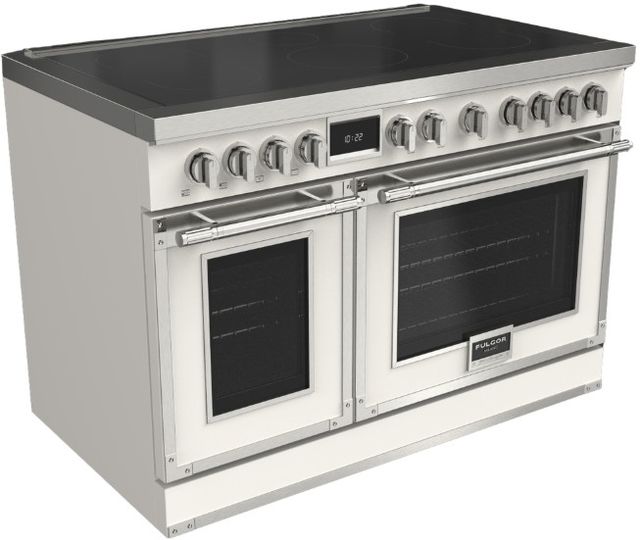 Fulgor Milano® Evoque 400 Series 48” Gloss White Pro Style Induction Range with Chrome Trim-0