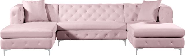 Meridian Furniture Gail 3-Piece Pink Velvet Sectional-3