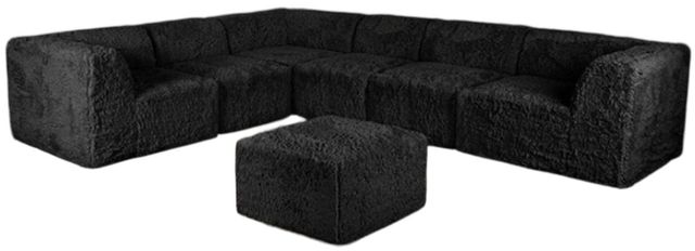 Furniture of America® Nappi Black Large L-Sectional with Ottoman-0