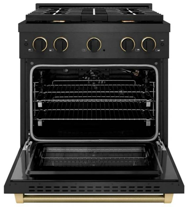 ZLINE Designer Collection Paramount 30" Black Satin Stainless Steel Gas Range with 4 Burner Cooktop and Convection Gas Oven-1