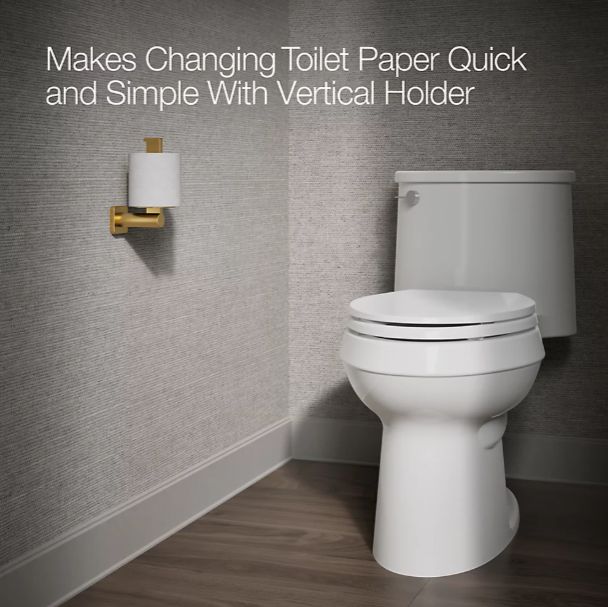 KOHLER® Parallel® Vibrant Brushed Moderne Brass Vertical Toilet Paper Holder-3