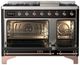 Ilve® Majestic III 48" Glossy Black Pro Style Dual Fuel Natural Gas Range with Solid Door and Copper Trim-1