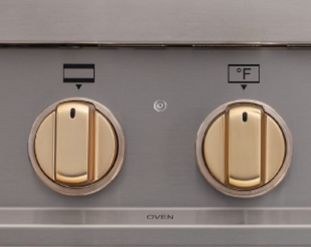 Bertazzoni Satin Gold 12 knobs Dual Fuel-1