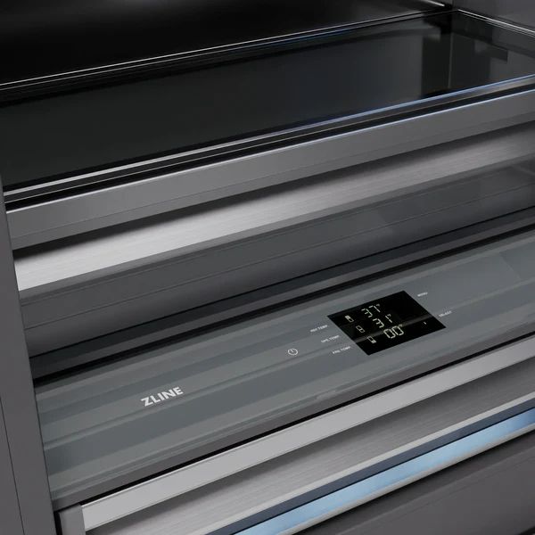 ZLINE Autograph Edition 36" 19.8 Cu. Ft Satin Stainless Steel Built-In Bottom Freezer Refrigerator with Graphite Gray Interior and Matte Black Accents-2