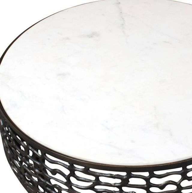 Uttermost® Sabena White Marble Top Indoor-Outdoor Coffee Table with Golden Dark Bronze Aluminum Base-3