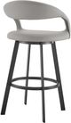 Armen Living Ramona Light Gray/Matte Black Swivel Bar Stool-3