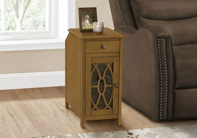 Monarch Specialties Inc. Brown Veneer Narrow Storage Side Table-2