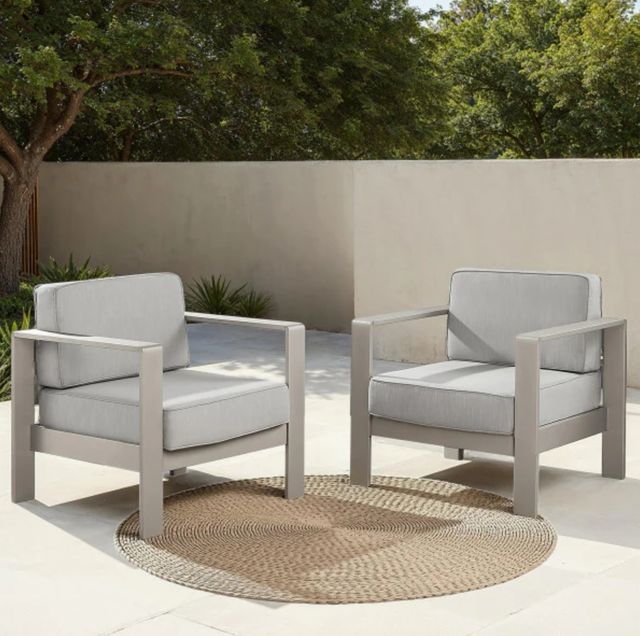 Linon Key Largo 2-Piece Gray Aluminum/Fabric Outdoor Chairs-1