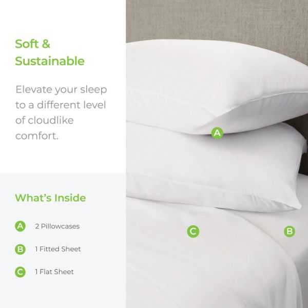 Cariloha Aloha 4-Piece White Twin Soft Sheet Set-1