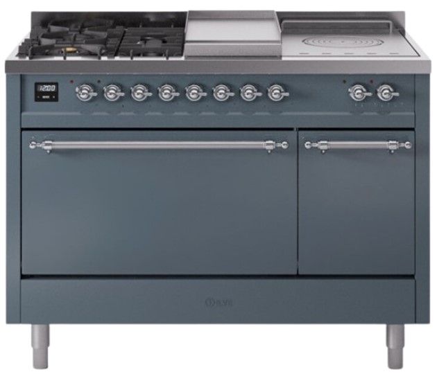 Ilve® Nostalgie II Series 48" Blue Grey Pro Style Dual Fuel Range-0