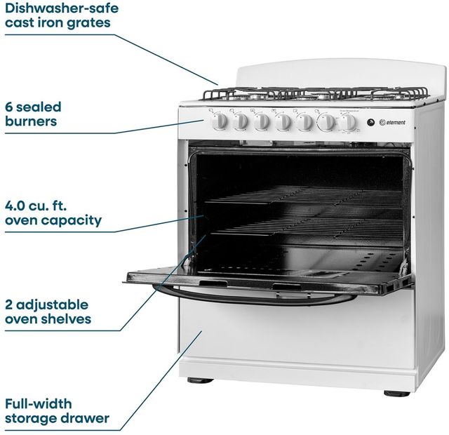 Element® 30” White Freestanding Gas Range-1