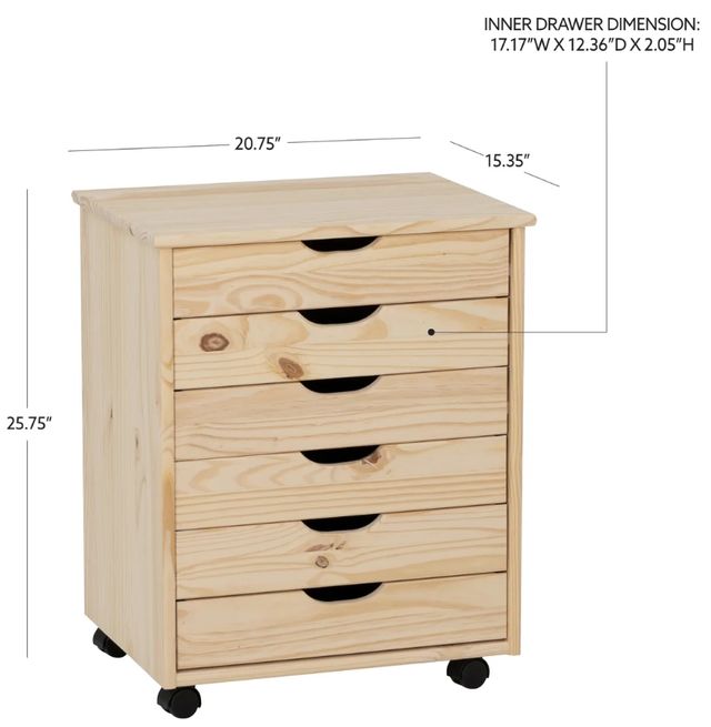 Linon Rudy Unfinished Wide Rolling Storage Cart-2