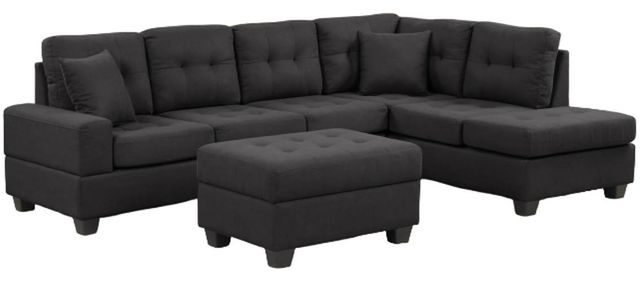 Milton Greens Stars 3-Piece Black Reversible Sectional with Ottoman-0