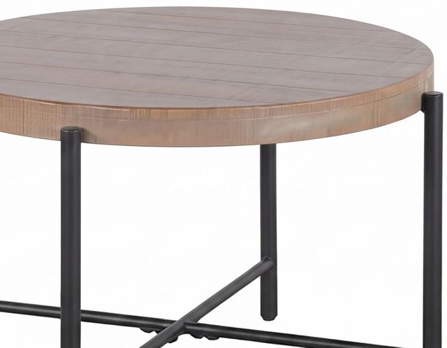 Sunny Designs™ Durango Weathered Brown Round End Table with Black Metal Base -3