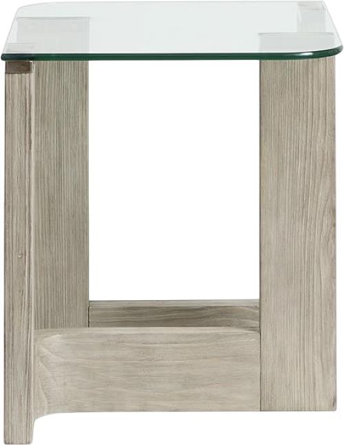Magnussen Home® Bartlett Glass Top Rectangular End Table with Smokey Pine Base-2