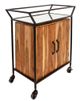 Sagebrook Home 2-Door 33" Metal and Brown Wood with Mirror Bar Cart-0